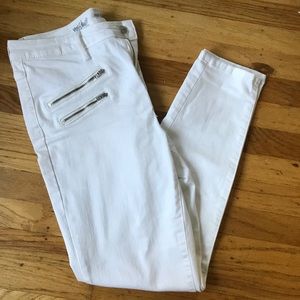 High rise white denim jeans